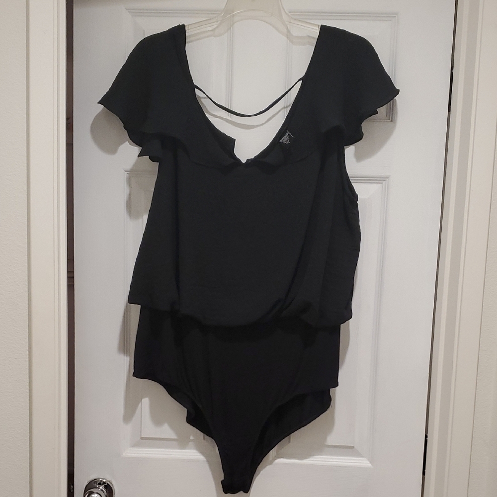 Torrid Black Women's Ruffle Sleeve Bodysuit